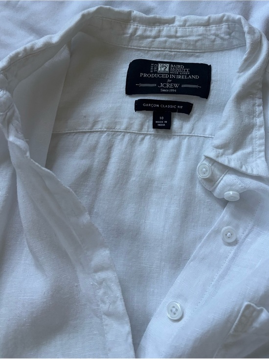 J. Crew Tops - J. Crew White Garçon Classic Fit Linen Button-Down Shirt